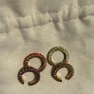 Gold-Tone Multicolor Rhinestone Ear Cuffs